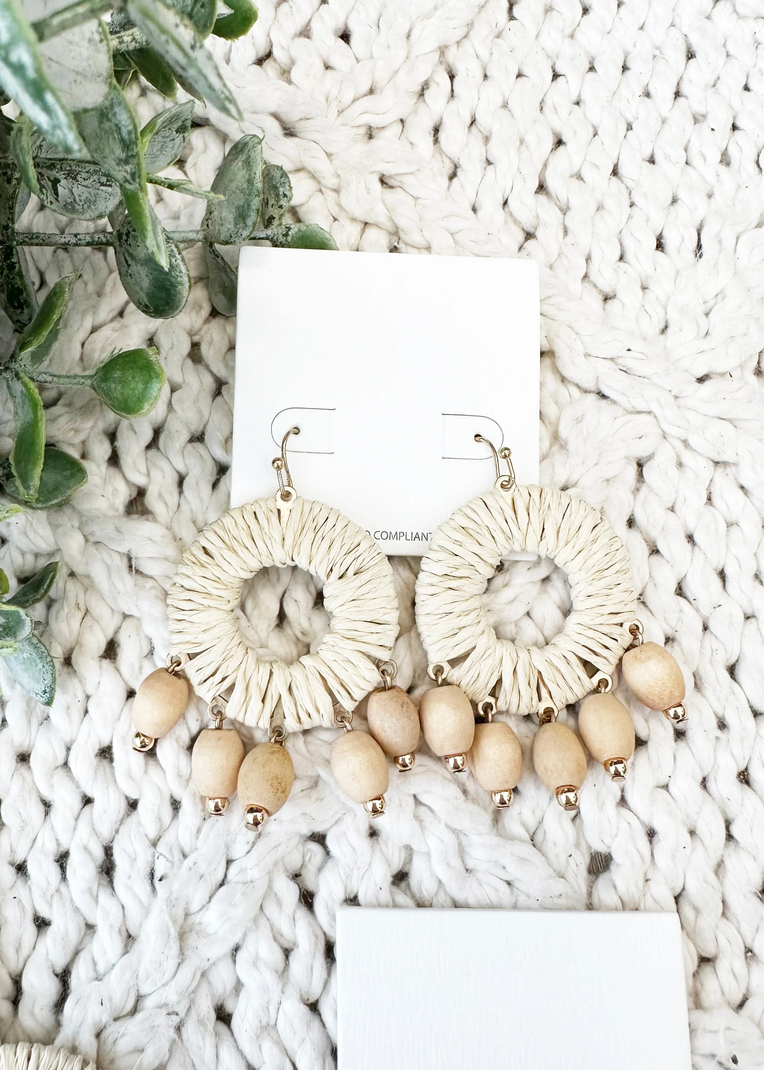 Salty Waves Raffia Wrapped Earrings - 3 Colors!