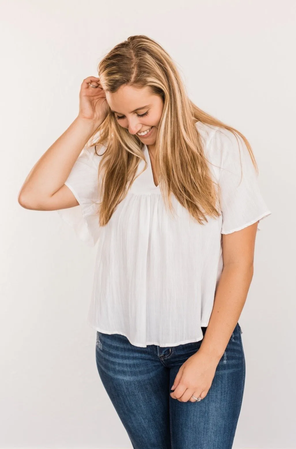 Seize The Moment Peasant Top- Off-White