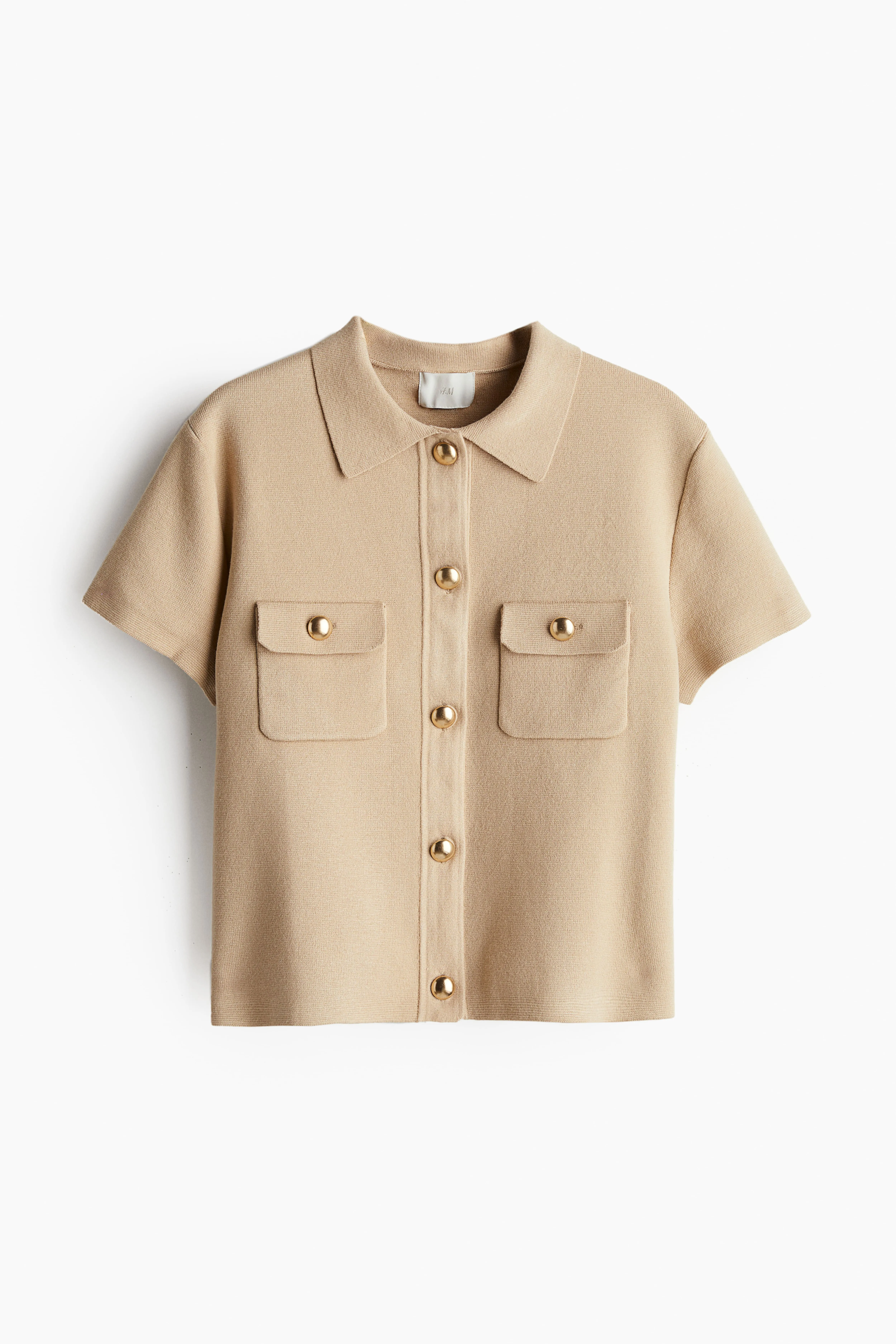 Short-sleeved cardigan - Short sleeve - Short - Beige - Ladies | H&M GB