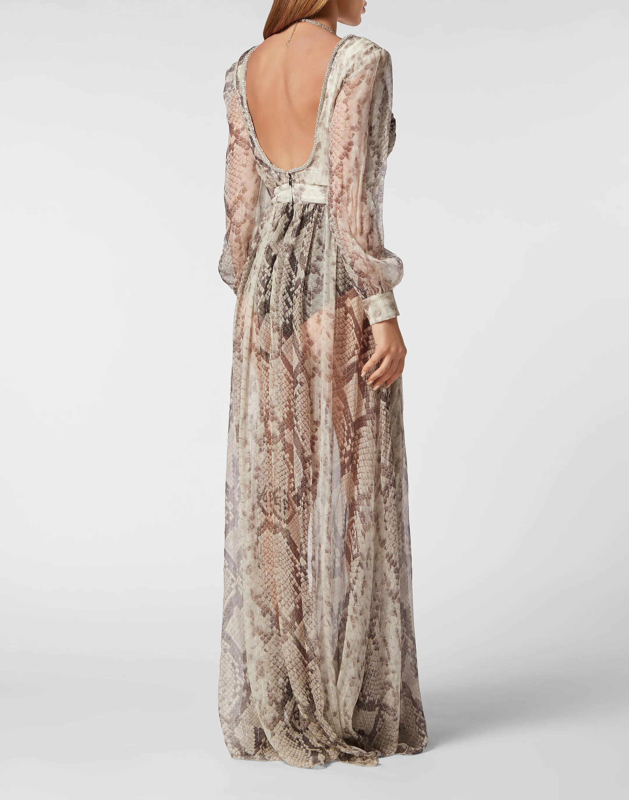 Silk Chiffon Long Dress Pitone