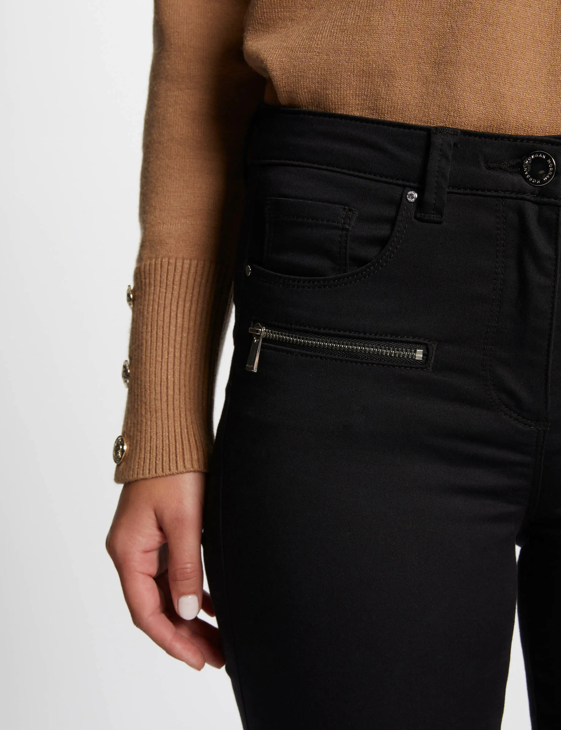 Slim jeans zipped details black women