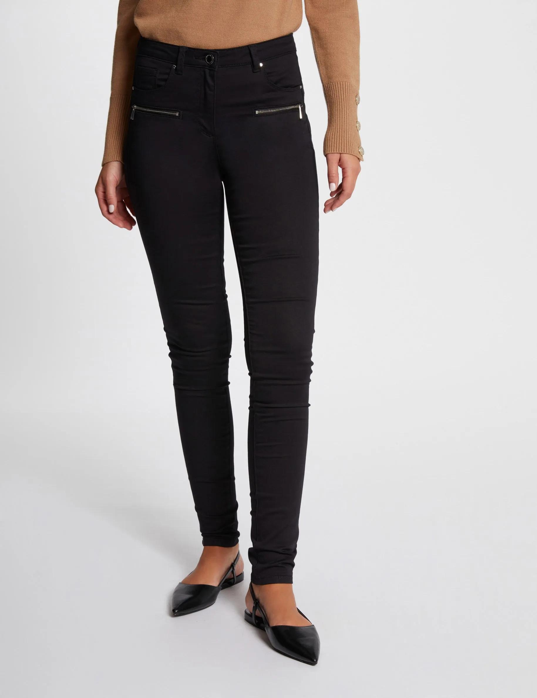 Slim jeans zipped details black women