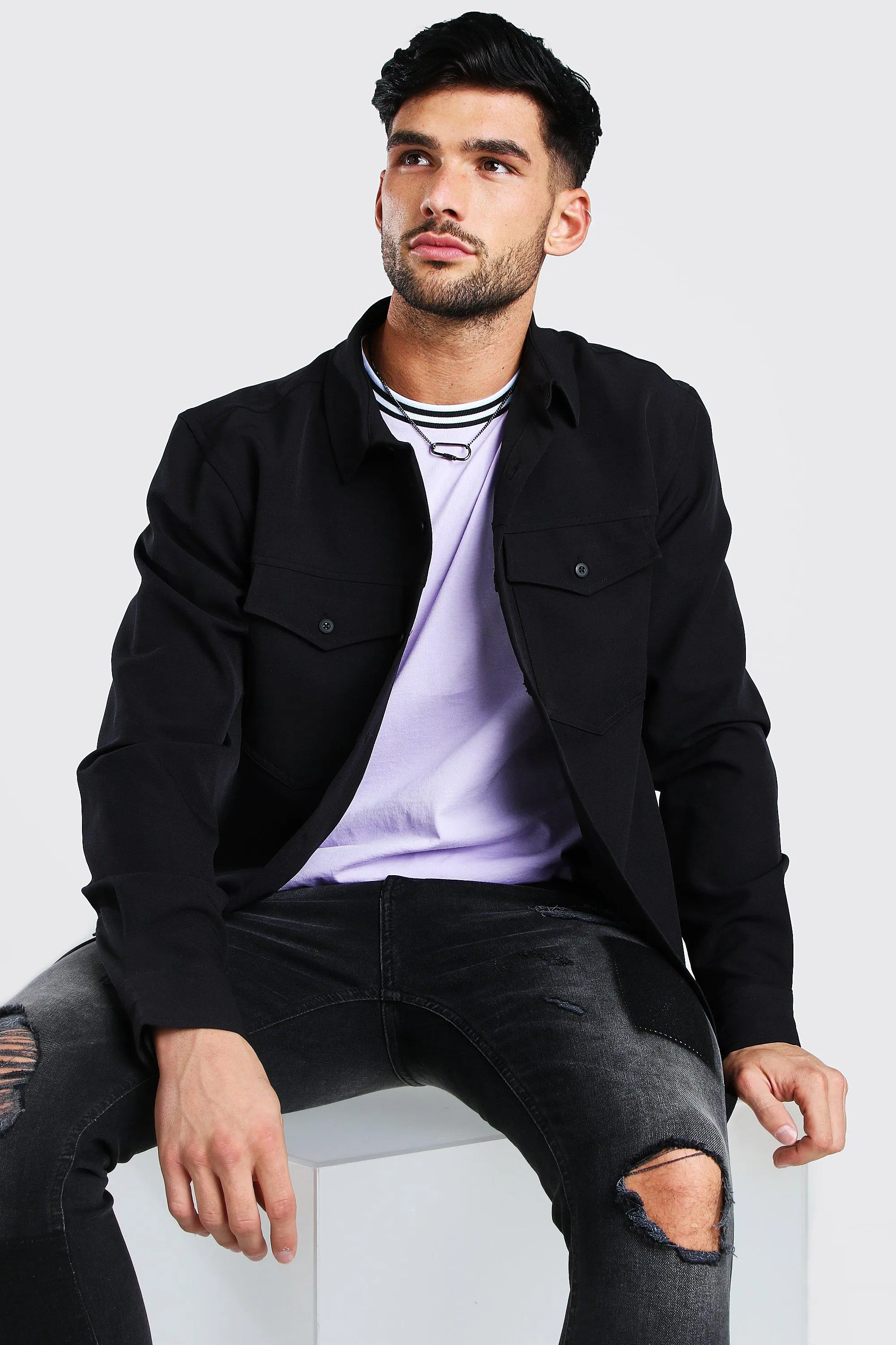 Smart Utility Stretch Shirt Jacket