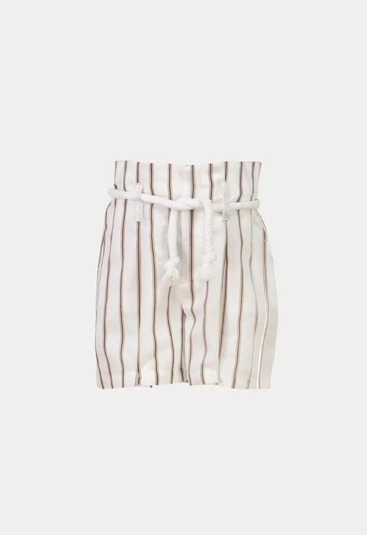 Striped High Waist Shorts With Robe Belt