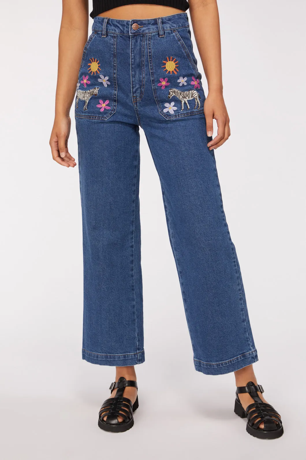 Sunshine Zebra Embroidered Jean