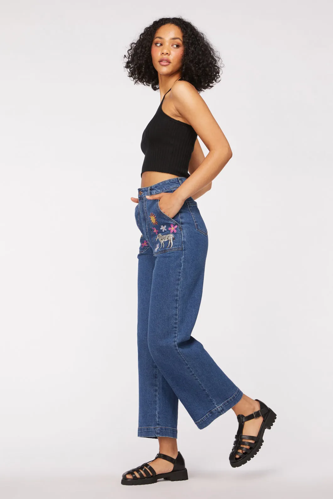 Sunshine Zebra Embroidered Jean