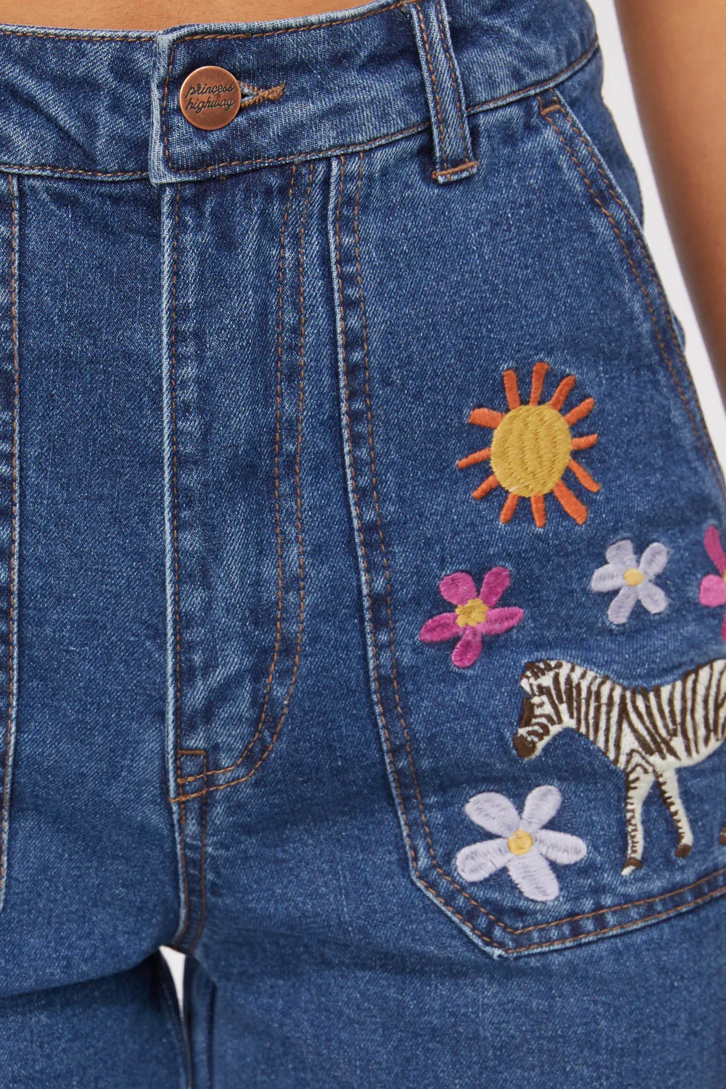 Sunshine Zebra Embroidered Jean