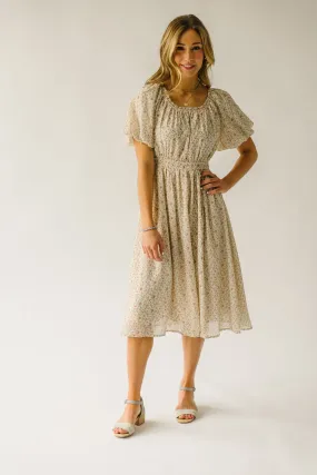 The Branson Printed Chiffon Dress in Ivory