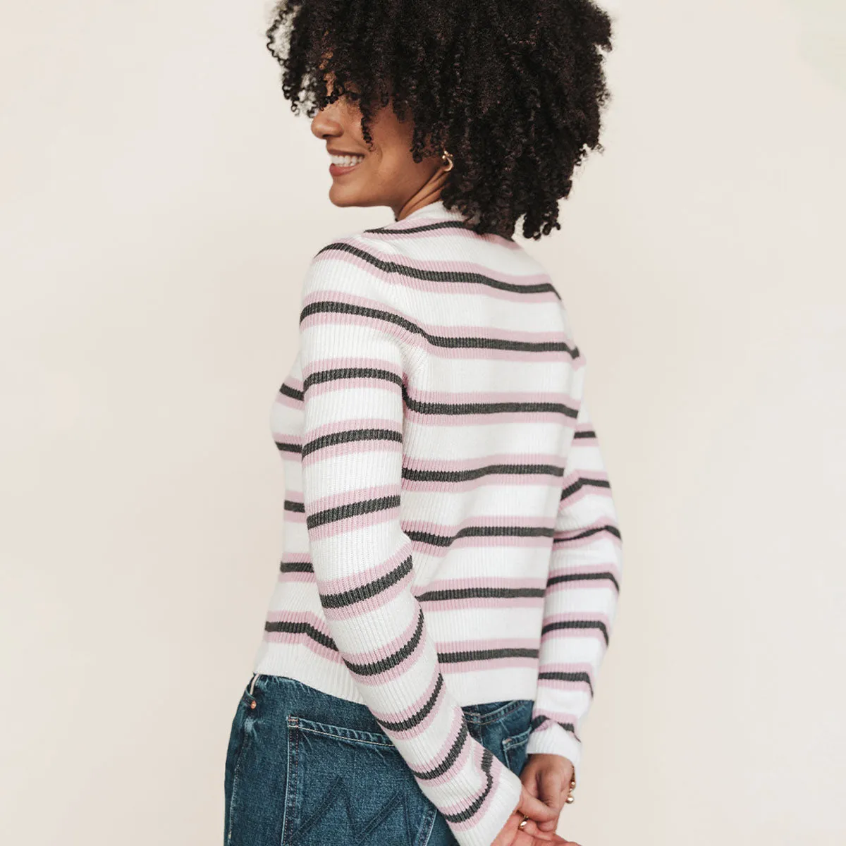 The Capsule Cardigan Ivory Multistripe