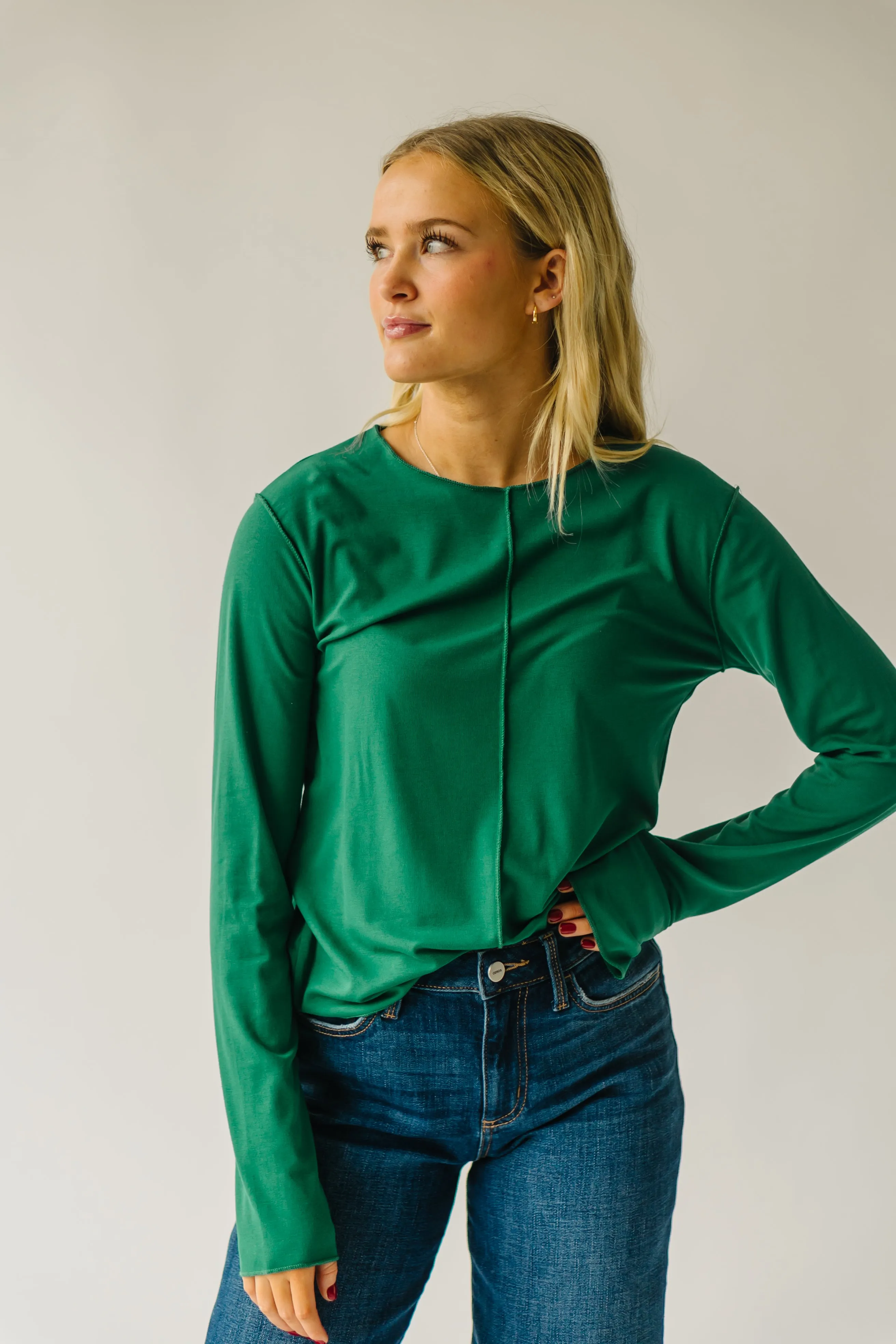 The Mesick Stitch Detail Blouse in Green