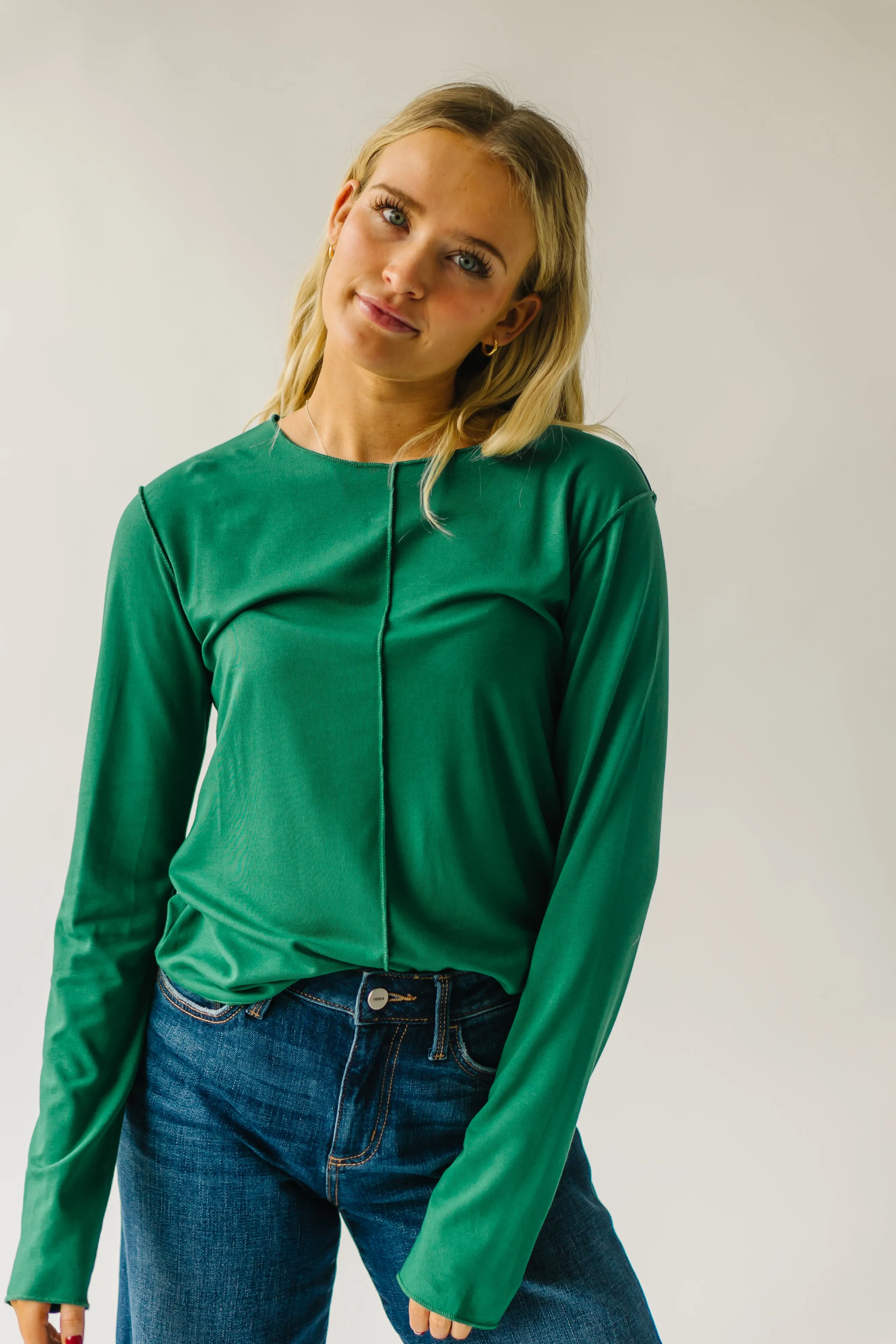 The Mesick Stitch Detail Blouse in Green