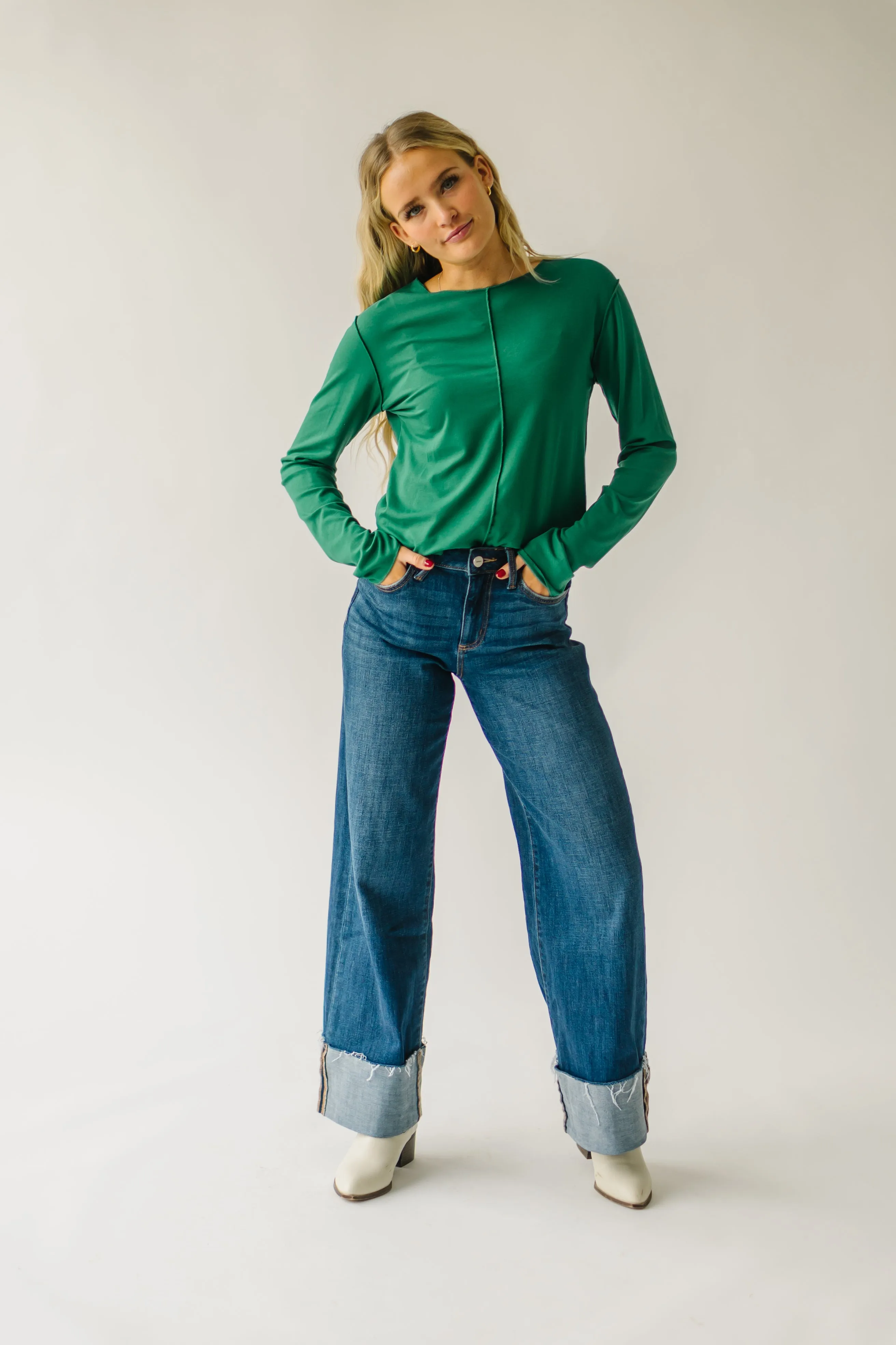 The Mesick Stitch Detail Blouse in Green