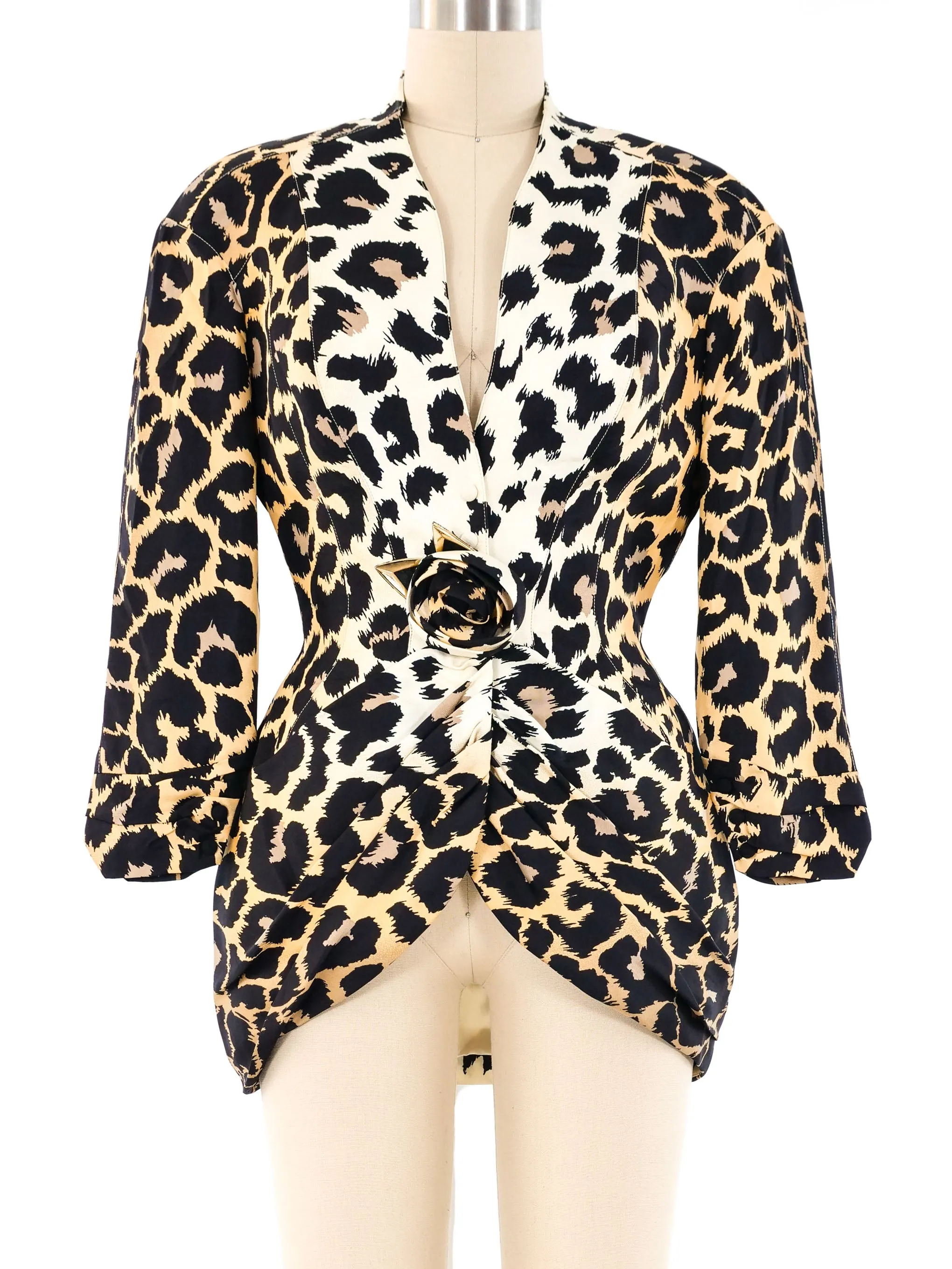 Thierry Mugler Leopard Printed Silk Jacket