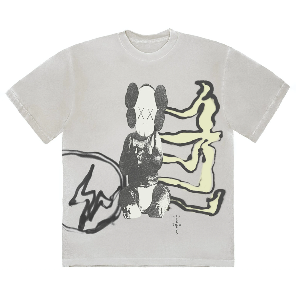 Travis Scott Cactus Jack + Kaws For Fragment Aged Yellow Tee