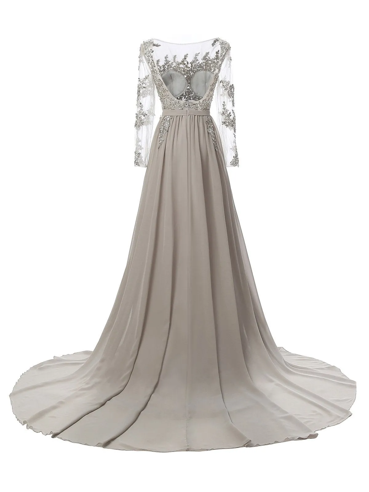 Vintage Rhinestone Chiffon Maxi Dress