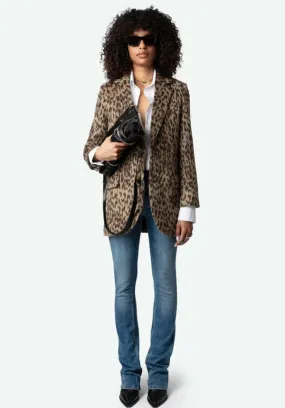 Violet Leopard Coat - Naturel