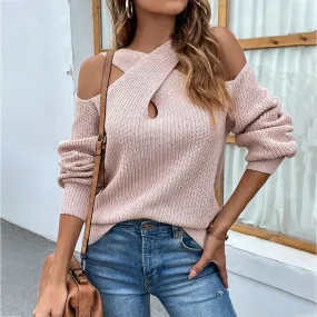 Women's Sweater Long Sleeve Sweaters & Cardigans Hollow Out Simple Style Solid Color