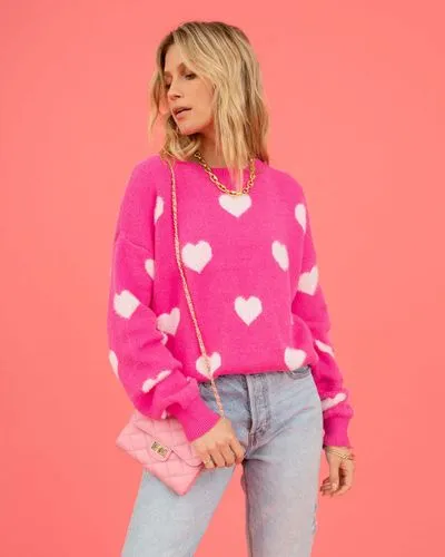 Women's Sweater Long Sleeve Sweaters & Cardigans Jacquard Streetwear Heart Shape