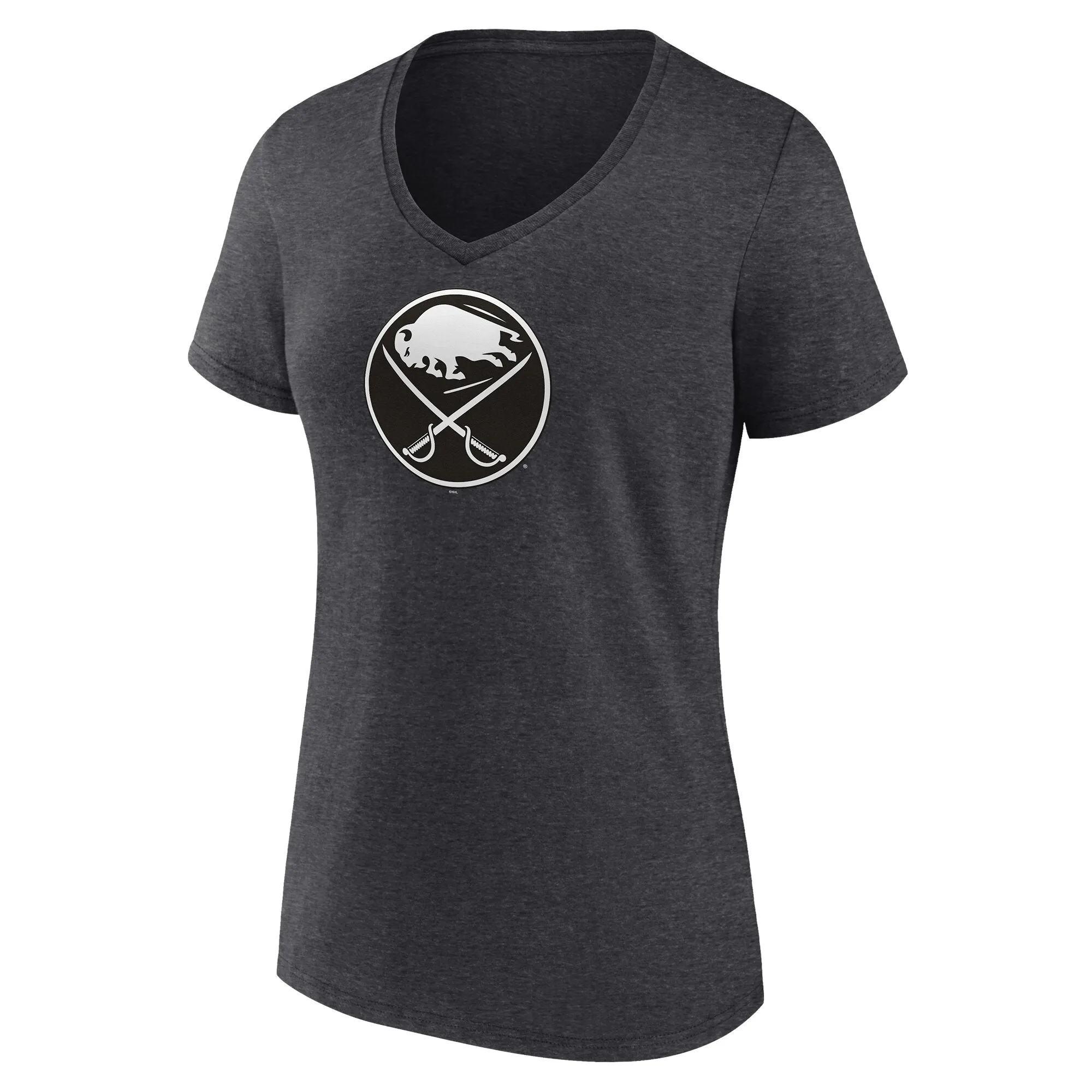 Women's Buffalo Sabres Charcoal Monochrome Personalized Name & Number V-Neck T-Shirt