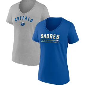 Women's Buffalo Sabres Fanatics Royal/Heathered Gray 2-Pack V-Neck T-Shirt Set