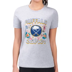 Women's Buffalo Sabres G-III 4Her by Carl Banks Heather Gray Flower Logo Fitted T-Shirt