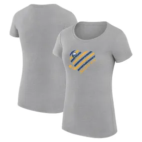 Women's Buffalo Sabres G-III 4Her by Carl Banks Heather Gray Heart Fitted T-Shirt