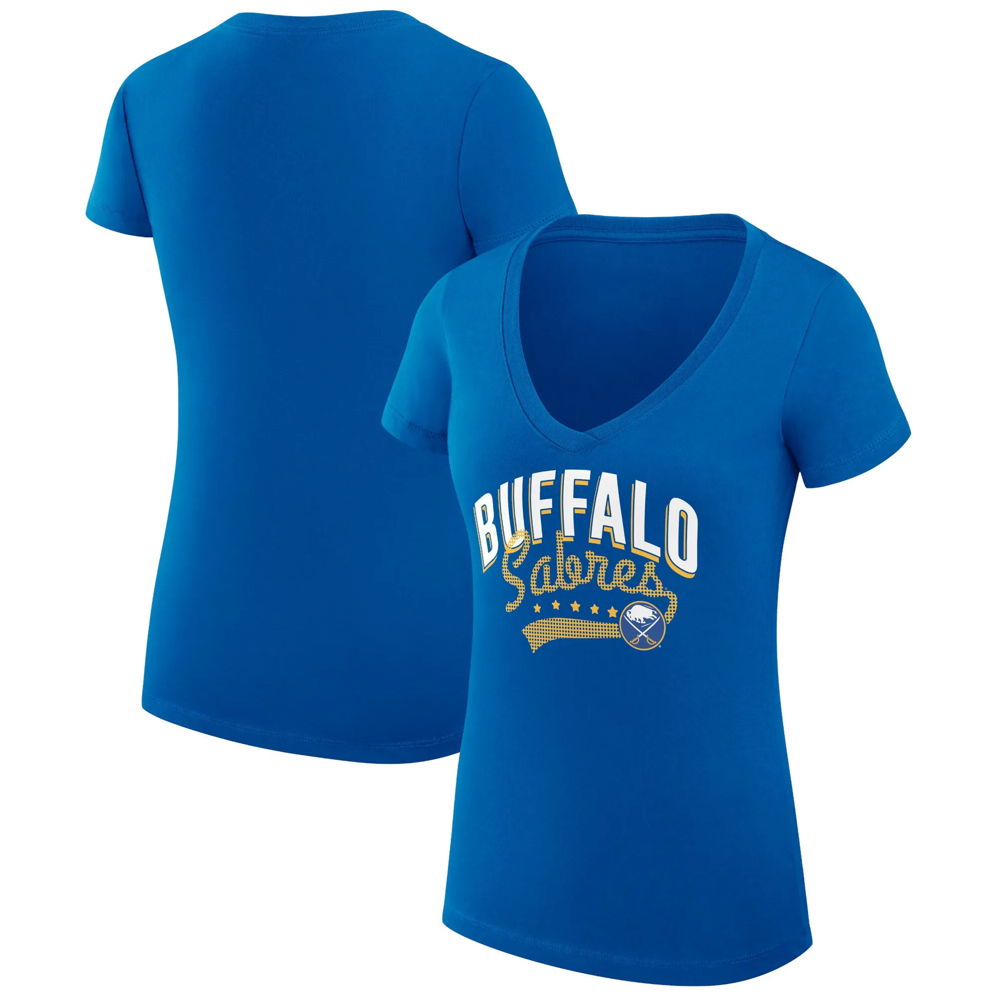 Women's Buffalo Sabres G-III 4Her by Carl Banks Royal Filigree Logo V-Neck Fitted T-Shirt