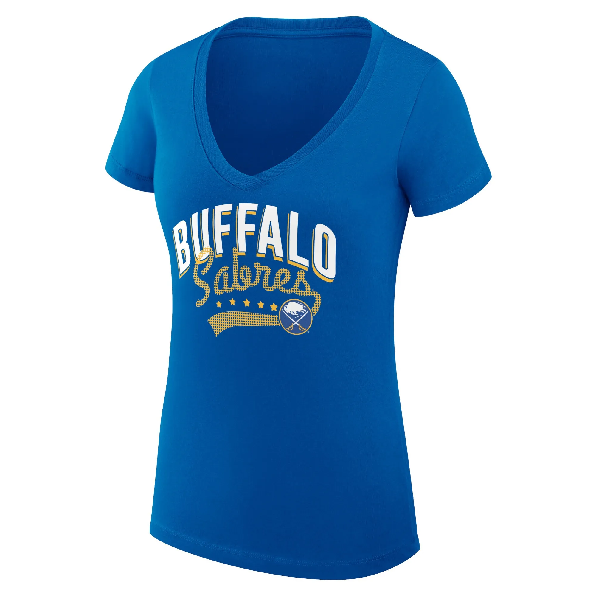 Women's Buffalo Sabres G-III 4Her by Carl Banks Royal Filigree Logo V-Neck Fitted T-Shirt