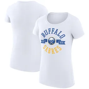 Women's Buffalo Sabres  G-III 4Her by Carl Banks White City Graphic Sport Fitted Crewneck T-Shirt