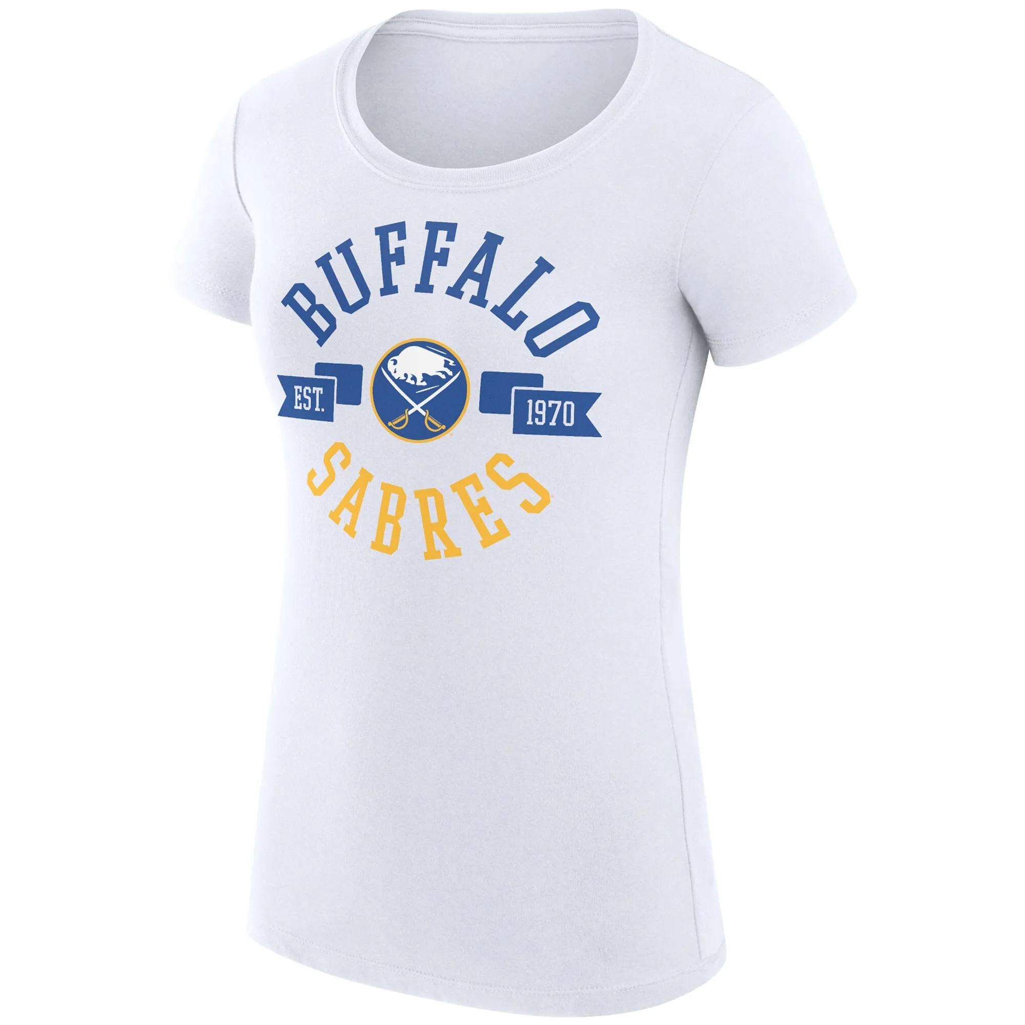 Women's Buffalo Sabres  G-III 4Her by Carl Banks White City Graphic Sport Fitted Crewneck T-Shirt