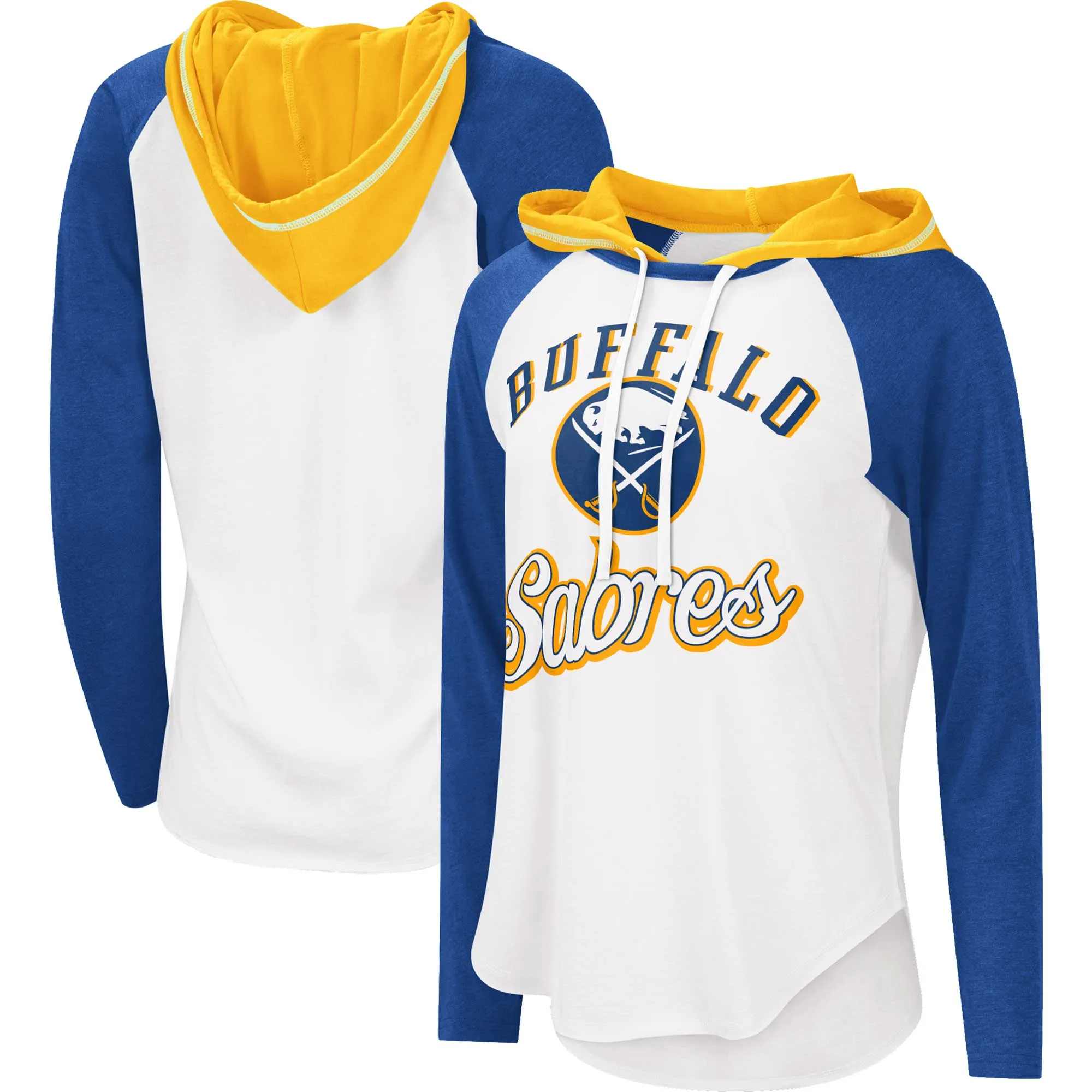 Women's Buffalo Sabres G-III Sports by Carl Banks White/Royal MVP Raglan Lightweight Hooded T-Shirt