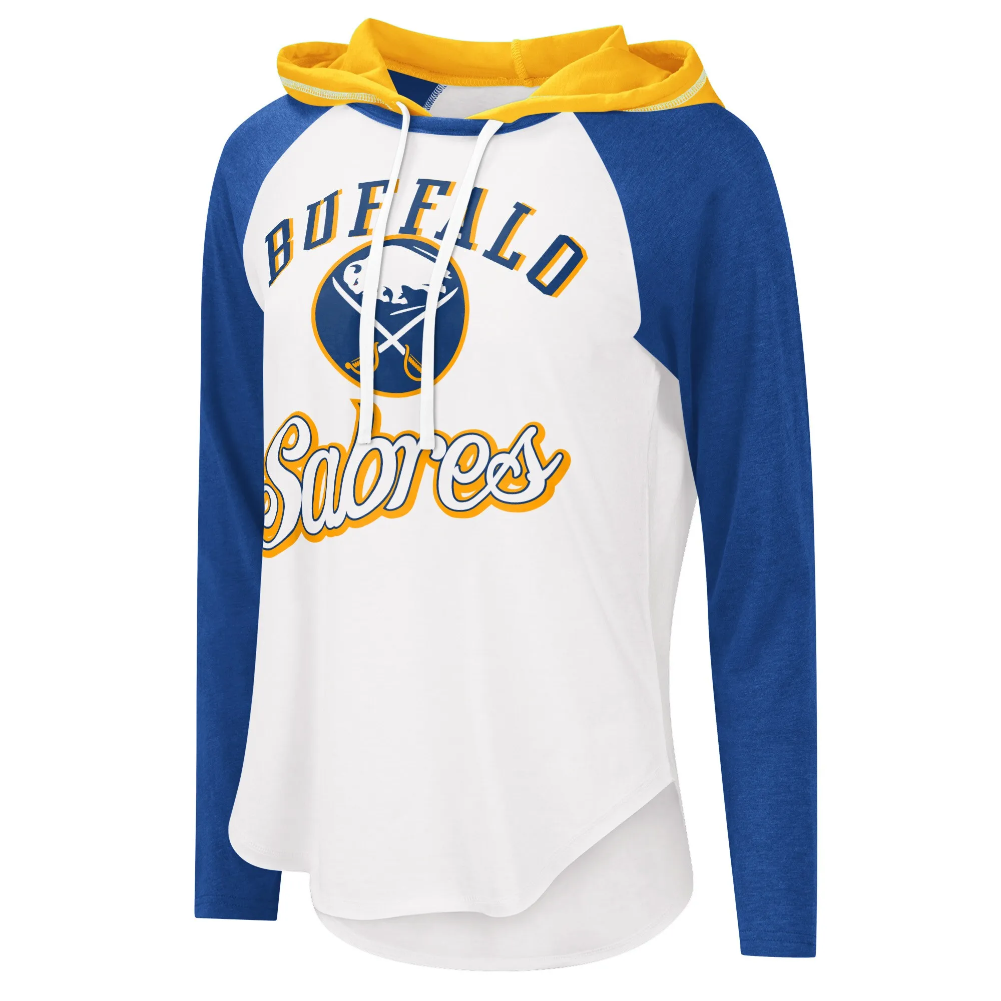 Women's Buffalo Sabres G-III Sports by Carl Banks White/Royal MVP Raglan Lightweight Hooded T-Shirt